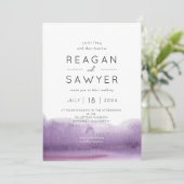 モダンパープルアブストラクトウォーターカラーウェディング 招待状 (スタンド正面)