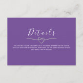 モダンパープルウェディング詳細カード エンクロージャーカード (正面)