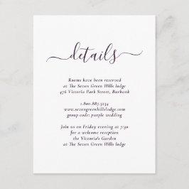 モダンパープルウェディング エンクロージャーカード