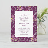 モダンパープルウォーターカラーフラワーウェディング招待状 招待状 (スタンド正面)
