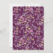 モダンパープルウォーターカラーフラワーウェディング招待状 招待状 (裏面)