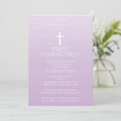 モダンパープルオンブルガーランドクロスコミュニオン 招待状 (スタンド正面)