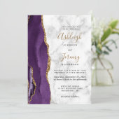 モダンパープルゴールドアゲート大理石のウェディング 招待状 (スタンド正面)