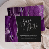 モダンパープルシルバーアゲート Save the Date カード