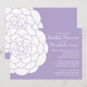 モダンパープルダリア ブルーム フラワーブライダルシャワー 招待状 (正面/裏面)