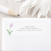 モダンパープルチューリップ ソロ ブライダルシャワー レジストリー ラベル (インサイチュ)