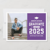 モダンパープルフォト卒業式 案内状 (正面)