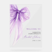 モダンパープルボウ ブライダルシャワー ウェルカムサイン アクリルサイン (正面)