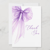 モダンパープルボウ ブライダルシャワー サンキューカード (正面)