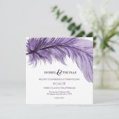 モダンパープルボホお洒落フェザー結婚ズ 招待状 (スタンド正面)