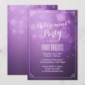 モダンパープルライト エレガントな退職パーティー 招待状 (正面/裏面)