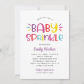 モダンパープルレインボーベイビーシャワー 女の子 招待状 (正面)