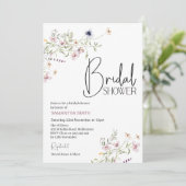 モダンパープルワイルドフラワーのブライダルシャワー 招待状 (スタンド正面)