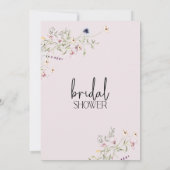 モダンパープルワイルドフラワーのブライダルシャワー 招待状 (裏面)