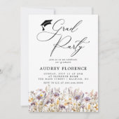 モダンパープルワイルドフラワーズフローラル卒業パーティー 招待状 (正面)