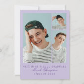 モダンパープル写真卒業パーティー 招待状 (裏面)