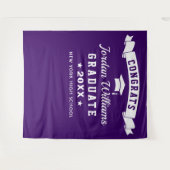 モダンパープル卒業パーティー写真用背景 タペストリー (正面(横))