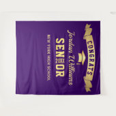 モダンパープル卒業パーティー写真用背景 タペストリー (正面(横))