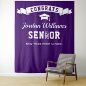 モダンパープル卒業パーティー写真用背景 タペストリー (インサイチュ)