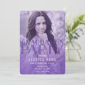 モダンパープル卒業パーティー卒業生写真 招待状 (スタンド正面)