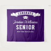 モダンパープル卒業写真ブース背景 タペストリー (正面(横))