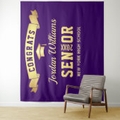 モダンパープル卒業写真ブース背景 タペストリー (インサイチュ)