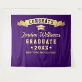 モダンパープル卒業写真ブース背景 タペストリー (正面(横))