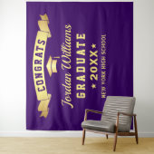 モダンパープル卒業写真ブース背景 タペストリー (インサイチュ)