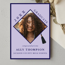 モダンパープル卒業帽の写真発表 招待状