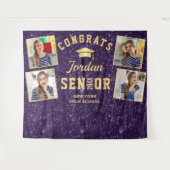 モダンパープル卒業式4フォトブース背景 タペストリー (正面(横))