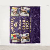 モダンパープル卒業式4フォトブース背景 タペストリー (正面)