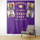モダンパープル卒業式4フォトブース背景 タペストリー (インサイチュ)