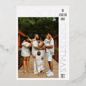 モダンパープル メリークリスマス フォト 箔シーズンカード (正面)