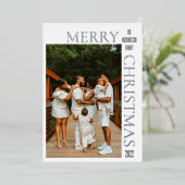 モダンパープル メリークリスマス フォト 箔シーズンカード (立ち正面)