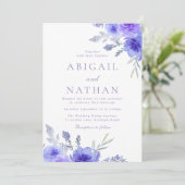 モダンパープル ヴィオレット フラワー ウェディング 招待状 (スタンド正面)