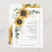 モダンヒマワリ幾何ユ結婚ーカリ 招待状 (正面/裏面)