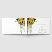 モダンヒマワリ結婚ユーカリ金ゴールド ゲストブック (全面)