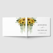 モダンヒマワリ結婚ユーカリ ゲストブック (全面)