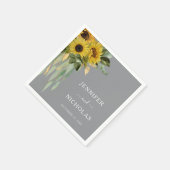 モダンヒマワリ結婚ユーカリ スタンダードカクテルナプキン (角)