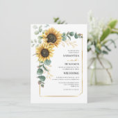 モダンヒマワリ結婚ユーカリ 招待状 (スタンド正面)
