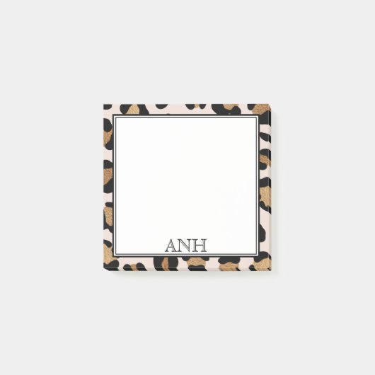 モダンヒョウ印刷縁ど二重3イニシャル ポストイット (正面)