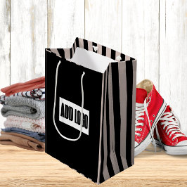 モダンビエミニマルージブラックストライプロゴ ミディアムペーパーバッグ