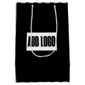 モダンビエミニマルージブラックストライプロゴ ミディアムペーパーバッグ (裏面)