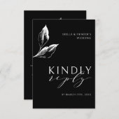 モダンビクトリアンモノクロ結婚式RSVP エンクロージャーカード (正面/裏面)