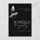 モダンビクトリアンモノクロ結婚式RSVP エンクロージャーカード (正面)