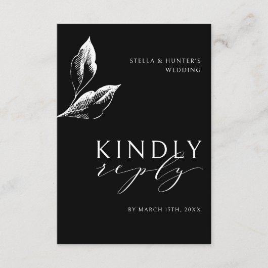 モダンビクトリアンモノクロ結婚式RSVP エンクロージャーカード (正面)