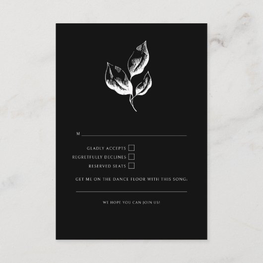 モダンビクトリアンモノクロ結婚式RSVP エンクロージャーカード (裏面)