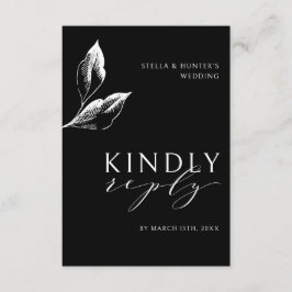 モダンビクトリアンモノクロ結婚式RSVP エンクロージャーカード