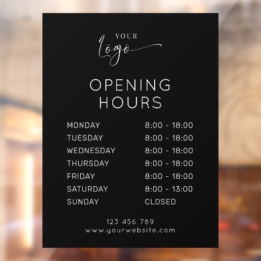 モダンビジエレガントネス・ロゴの黒い営業時間 ウィンドウサイン (シート2)