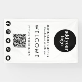 モダンビジネス企業コーポレートロゴとQRコード 横断幕